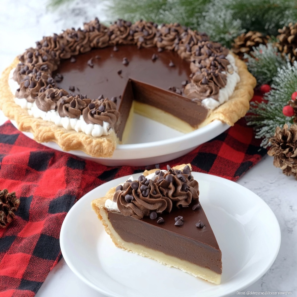 Chocolate Buttermilk Pie with Chocolate Ganache and Whipped Cream Recipe - Recipe Image