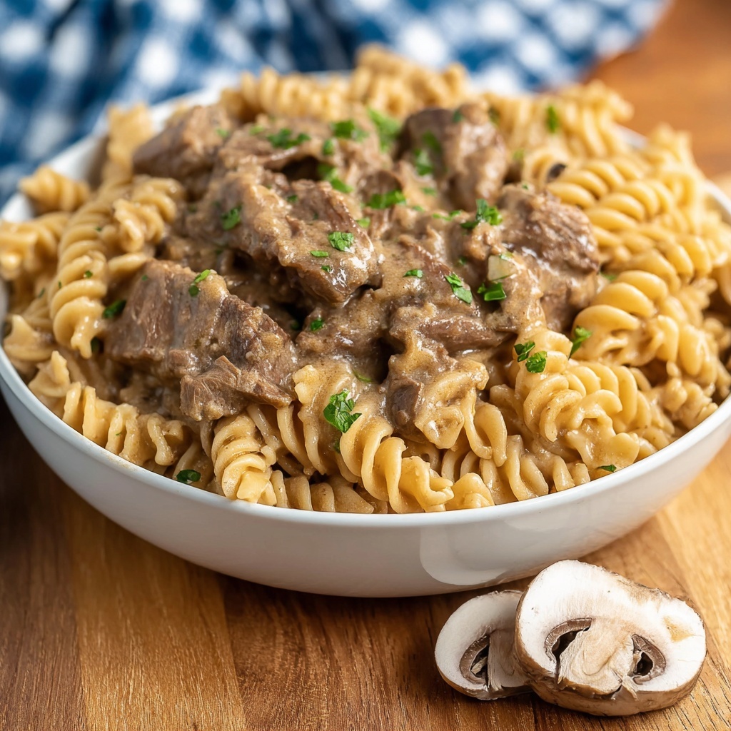 Creamy Beef Stroganoff with Egg Noodles Recipe - Recipe Image
