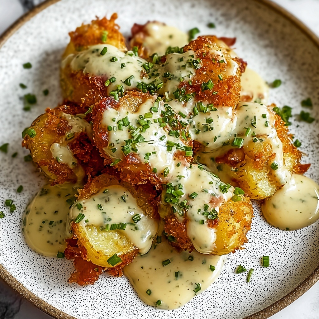 Irresistibly Creamy Gourmet Smashed Potatoes with Herb Sauce Recipe - Recipe Image