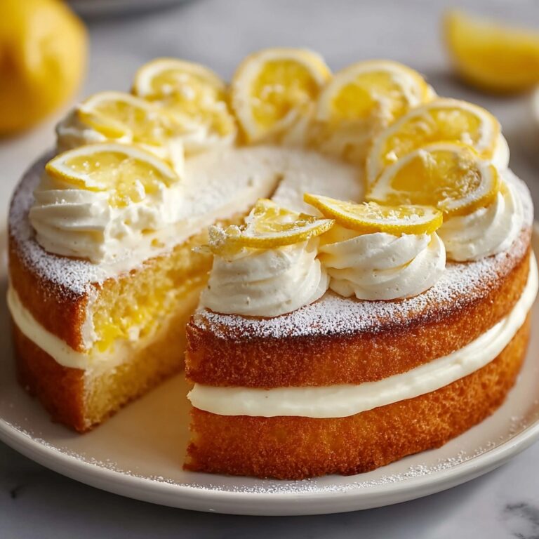 Irresistibly Sweet Lemon Cloud Cake with Whipped Cream Rosettes Recipe