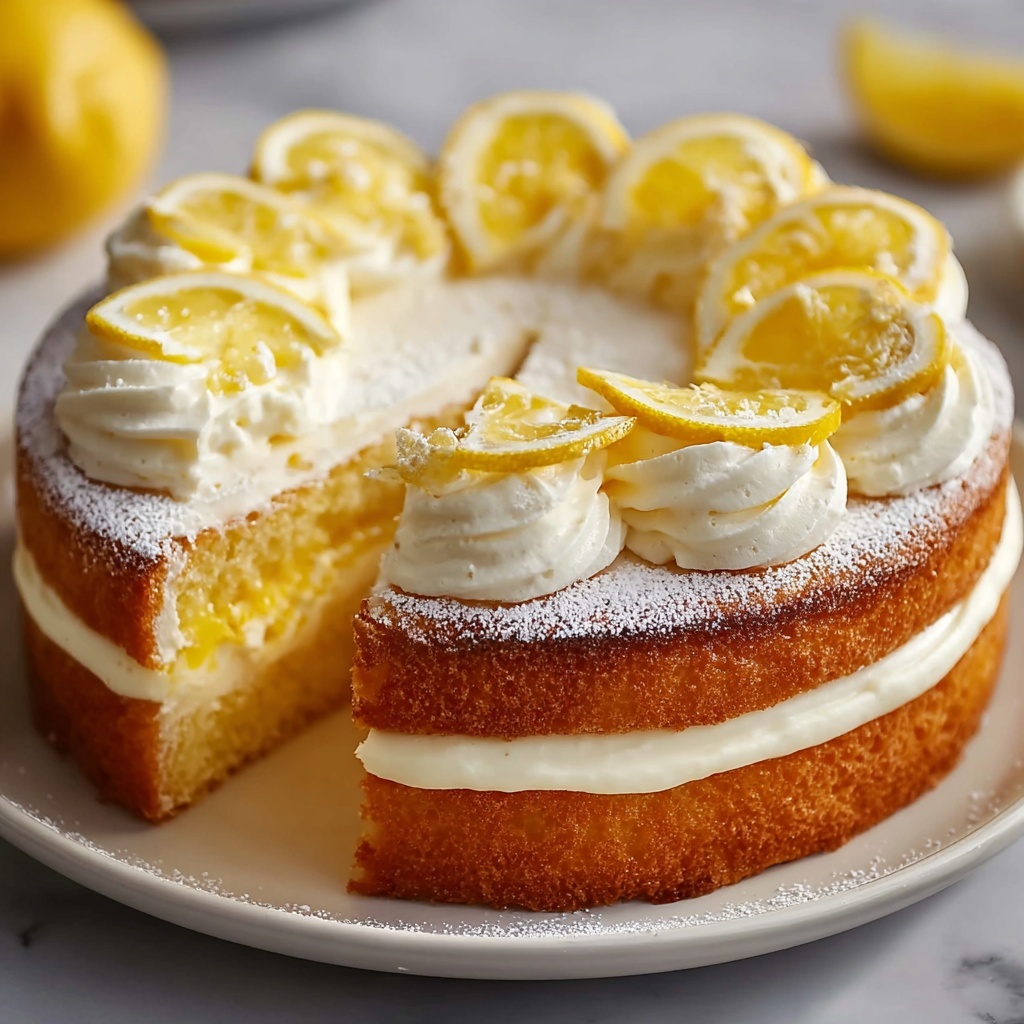 Irresistibly Sweet Lemon Cloud Cake with Whipped Cream Rosettes Recipe - Recipe Image