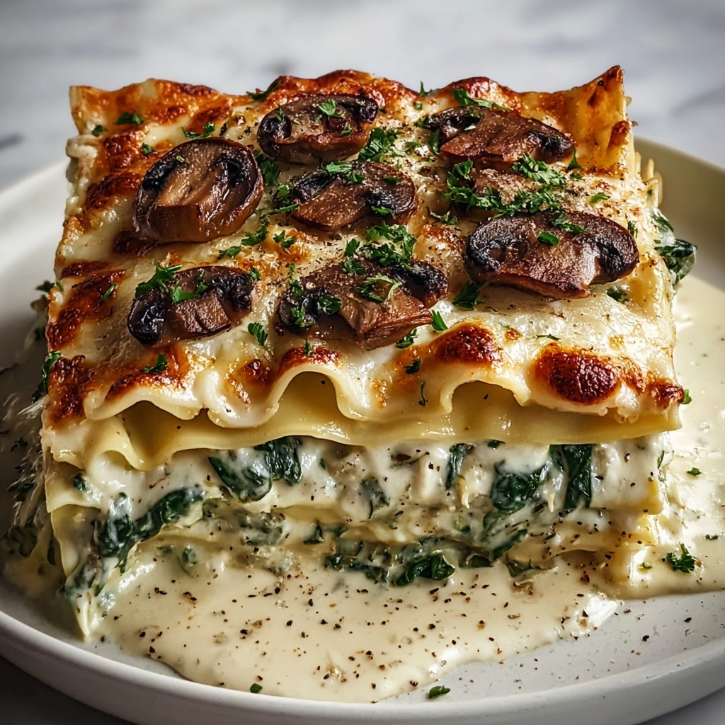 Spinach and Mushroom White Lasagna Recipe - Recipe Image