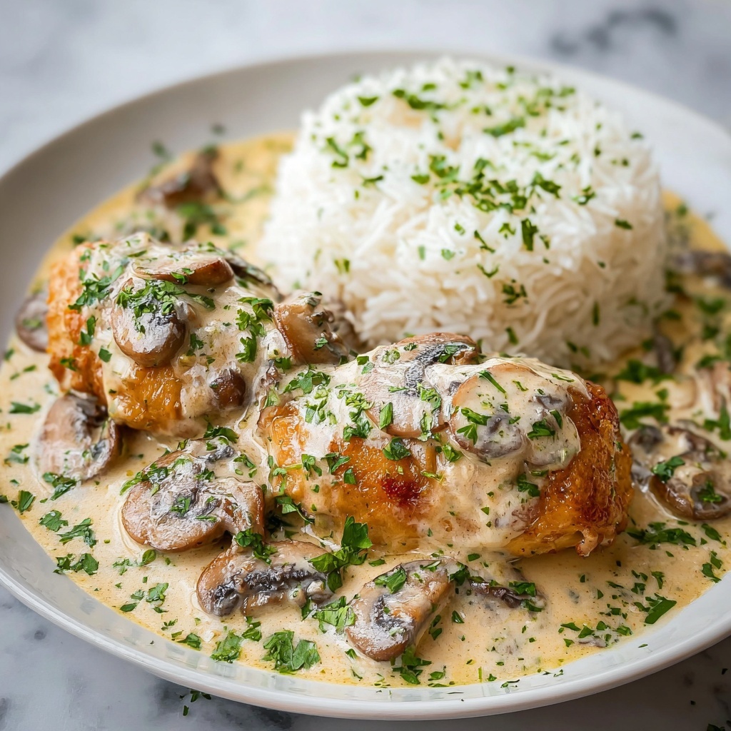 Creamy Smothered Chicken and Rice Recipe - Recipe Image