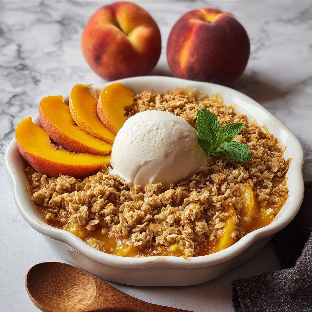 Warm Baked Spiced Peach Crisp Recipe - Recipe Image