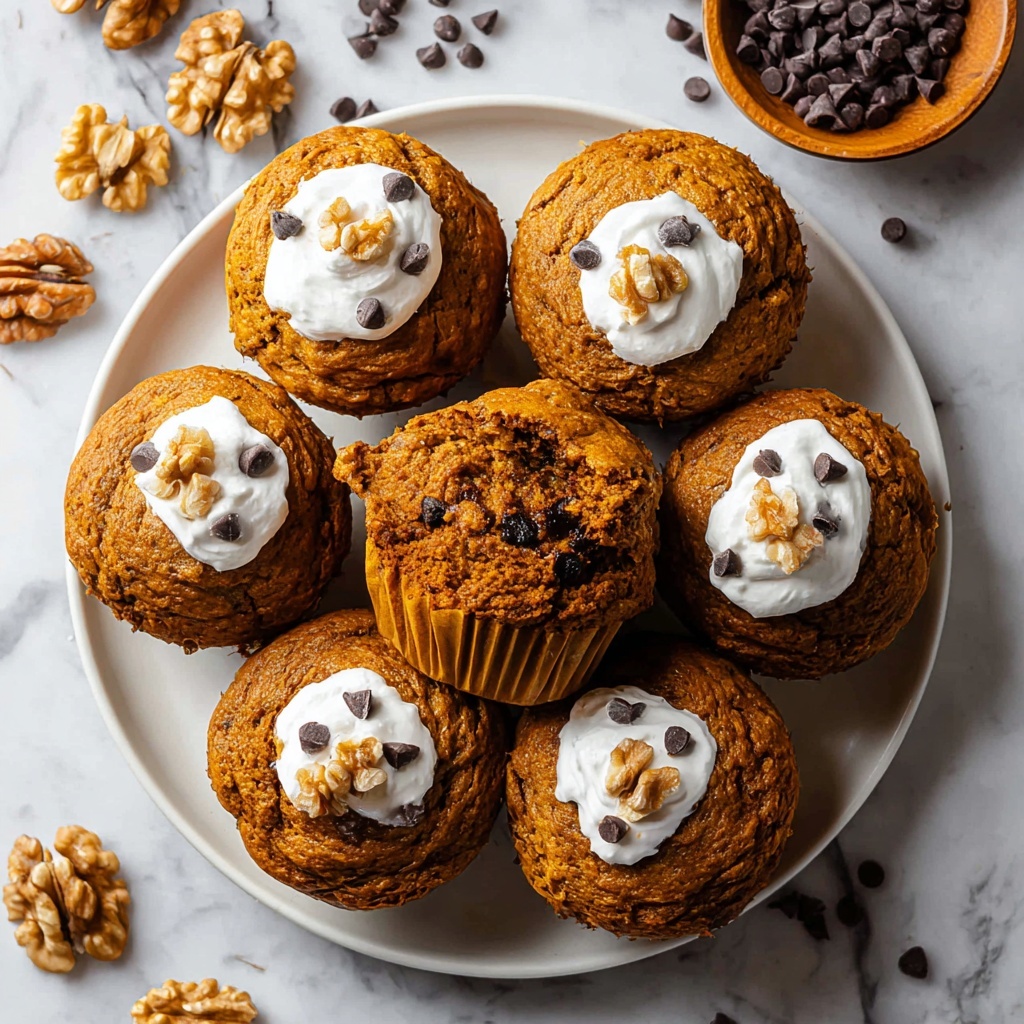 High Protein Pumpkin Muffins with Greek Yogurt and Chocolate Chips Recipe - Recipe Image