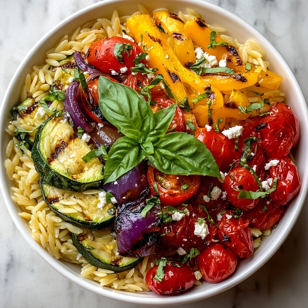 Roasted Vegetable Orzo with Feta and Basil Recipe - Recipe Image