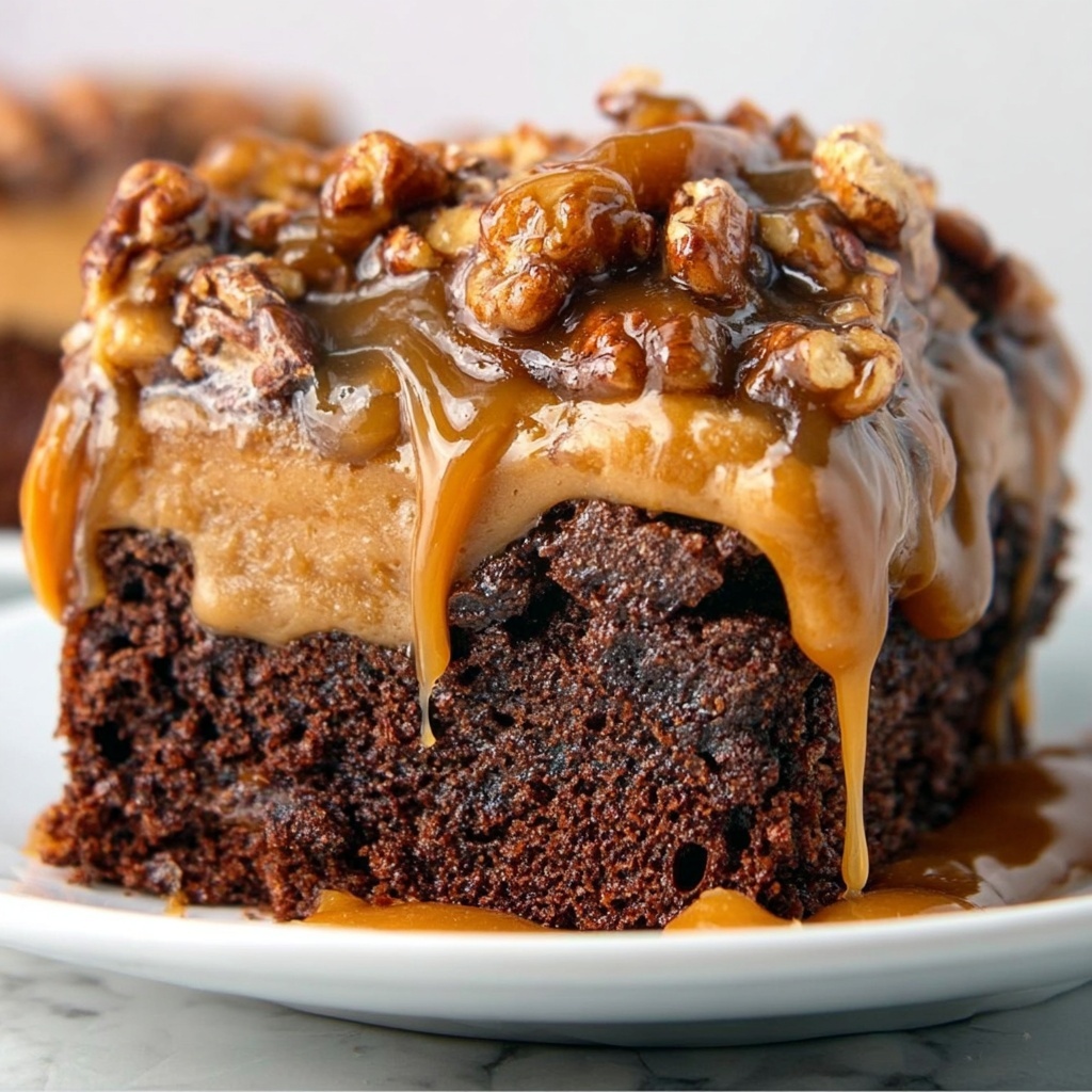 Chocolate Turtle Poke Cake Recipe - Recipe Image
