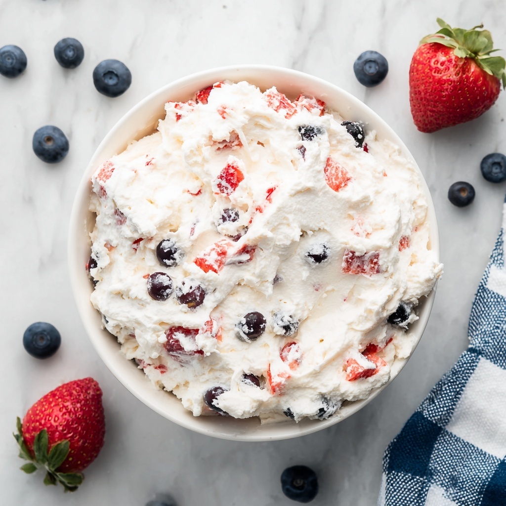 Red, White and Blue Cheesecake Salad Recipe - Recipe Image
