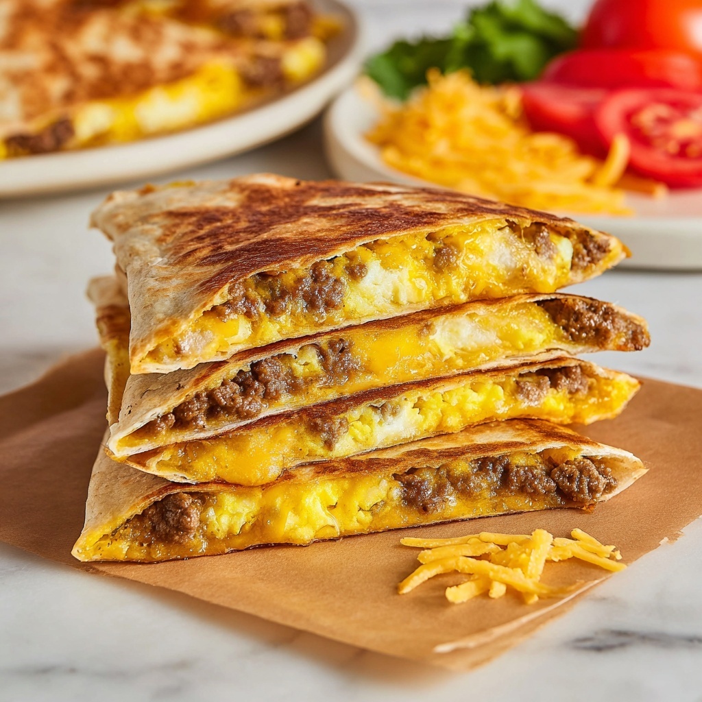 Cheesy Breakfast Sausage Quesadillas Recipe - Recipe Image