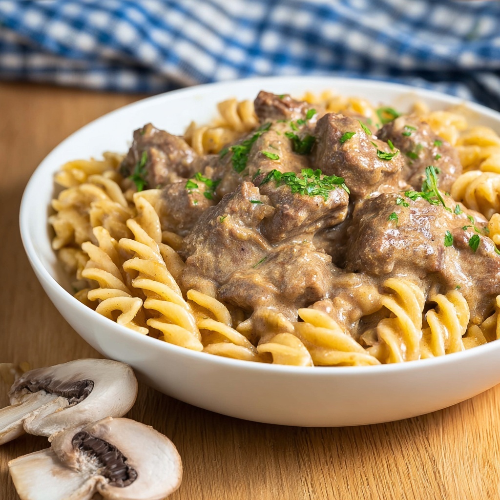 Creamy Beef Stroganoff with Egg Noodles Recipe - Recipe Image