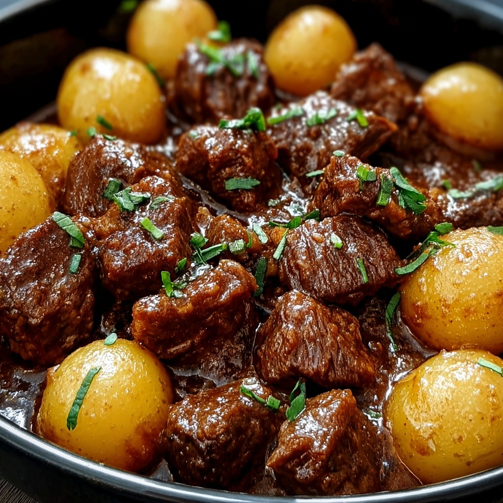 Irresistibly Tender Slow Cooker Garlic Butter Beef Bites & Potatoes Recipe - Recipe Image