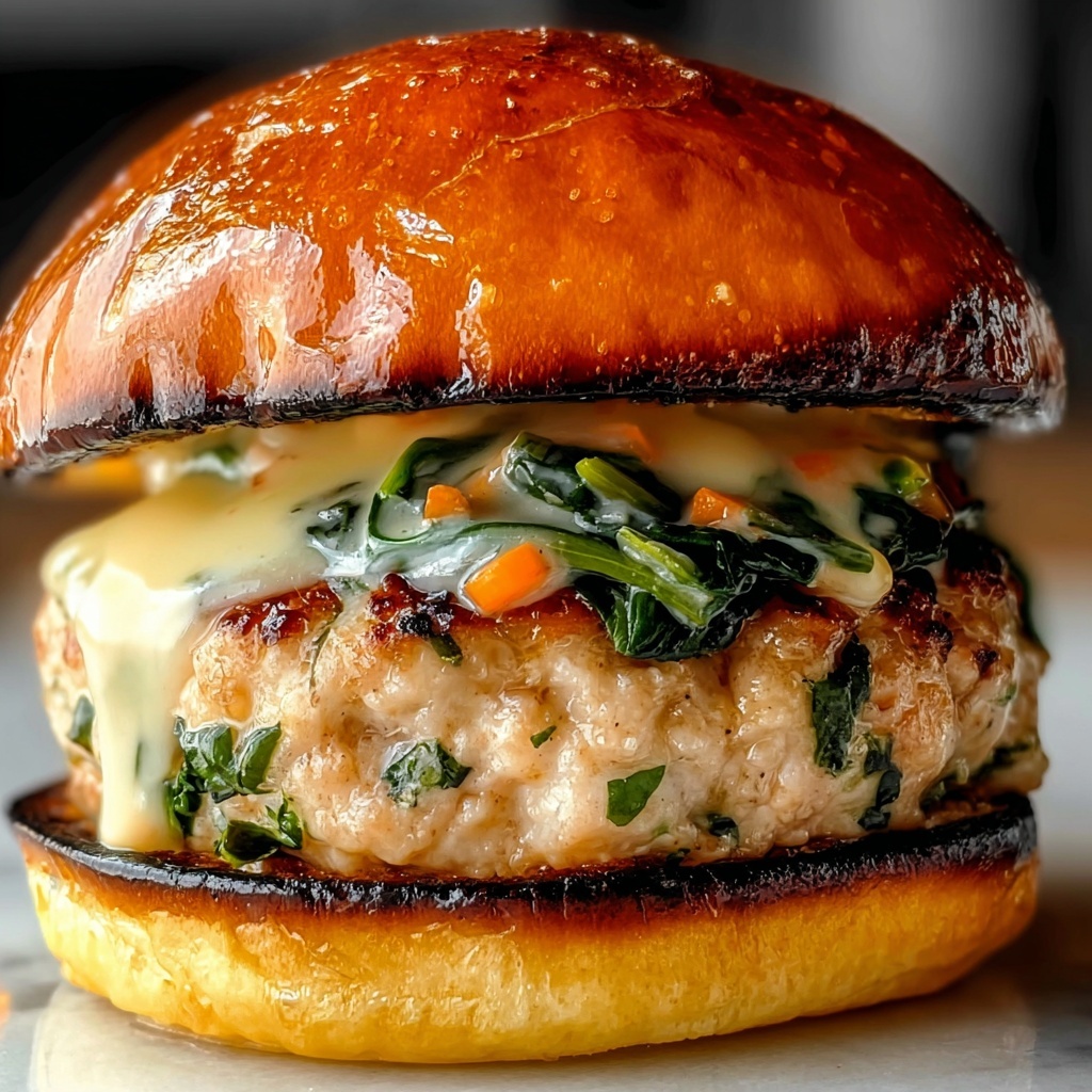 White Cheddar and Spinach Chicken Burgers Recipe - Recipe Image