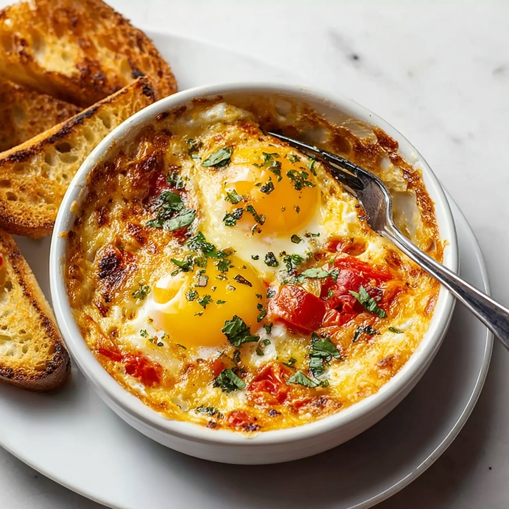 Irresistibly Delicious Baked Feta Eggs for a Cozy Brunch Recipe - Recipe Image