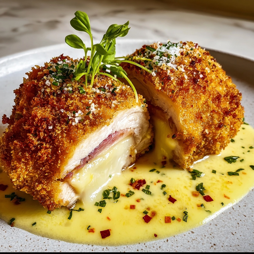Crispy and Creamy Chicken Cordon Bleu with Dijon Sauce Recipe - Recipe Image