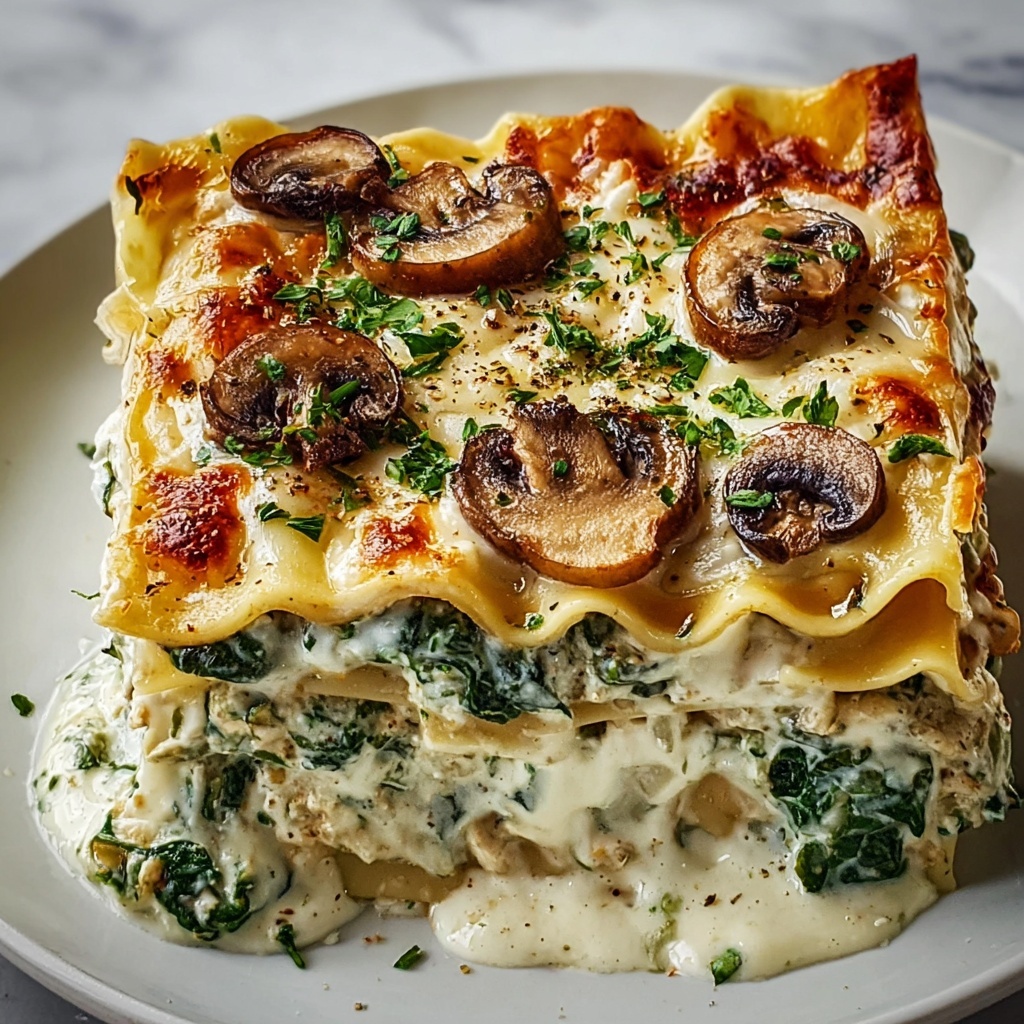 Spinach and Mushroom White Lasagna Recipe - Recipe Image