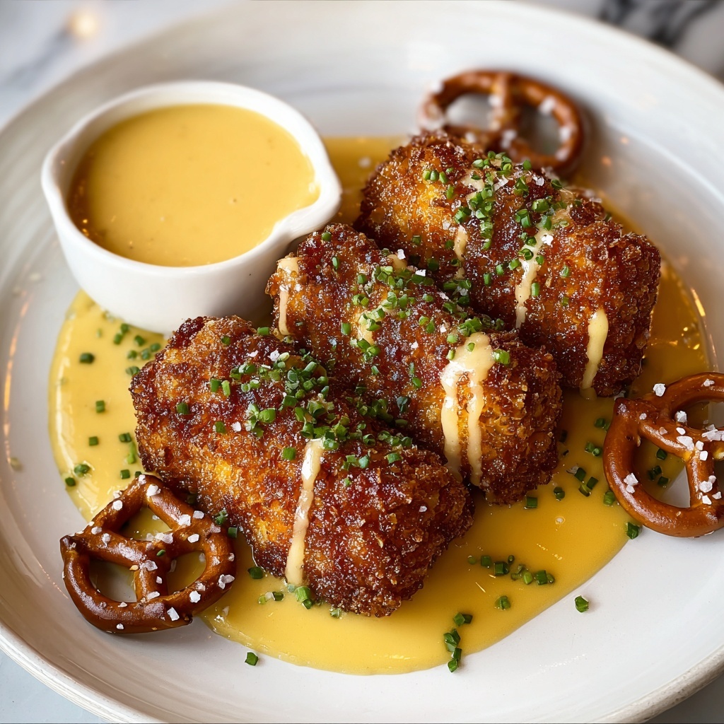 Pretzel-Crusted Chicken with Mustard-Cheddar Sauce Recipe - Recipe Image