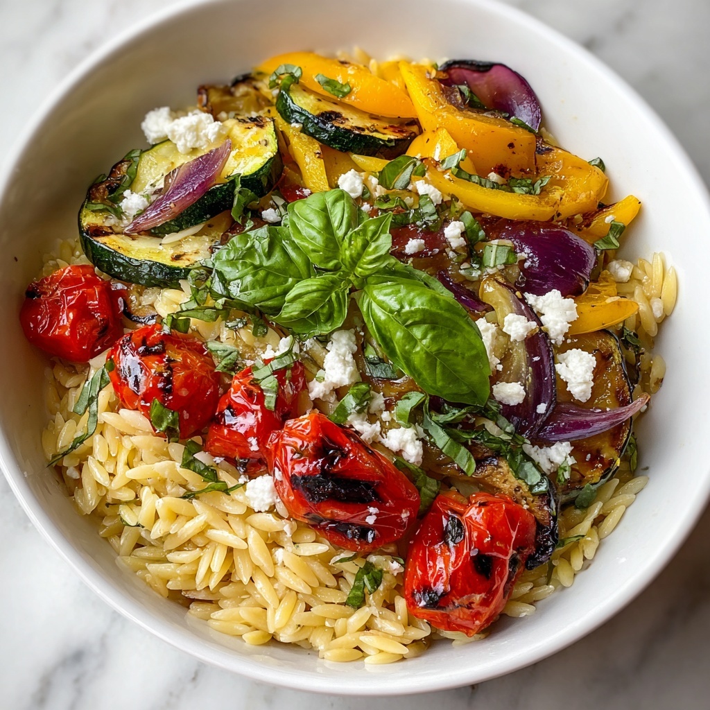 Roasted Vegetable Orzo with Feta and Basil Recipe - Recipe Image