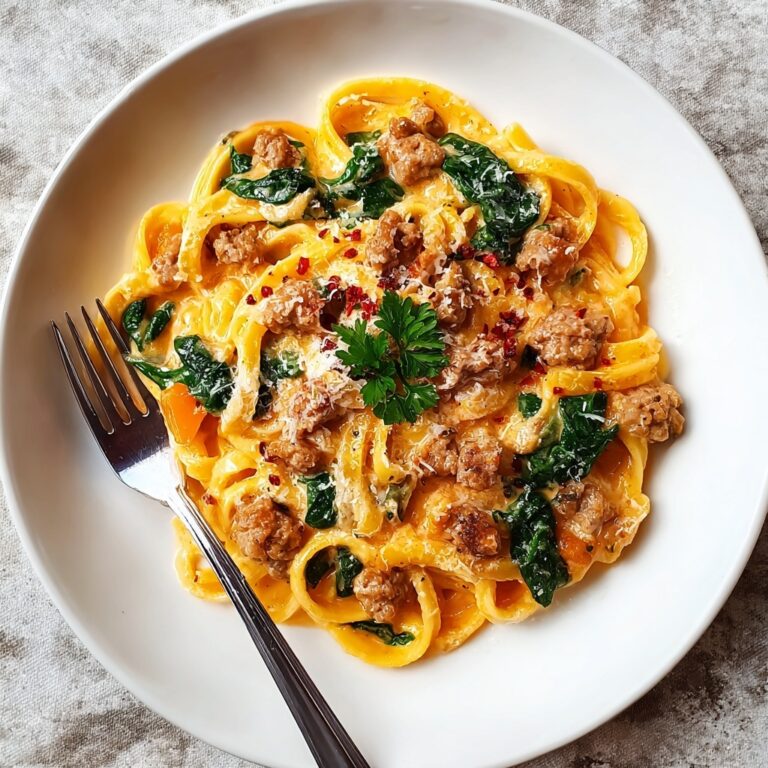 Creamy Butternut Squash Pasta with Sausage and Spinach Recipe