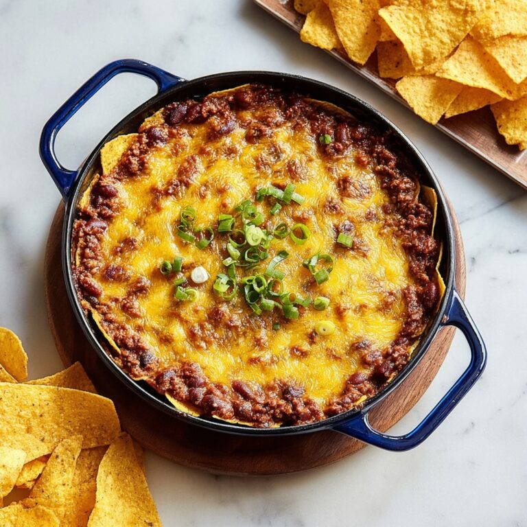 Frito Chili Cheese Dip with Ground Chicken, Turkey Bacon, and Green Onions Recipe