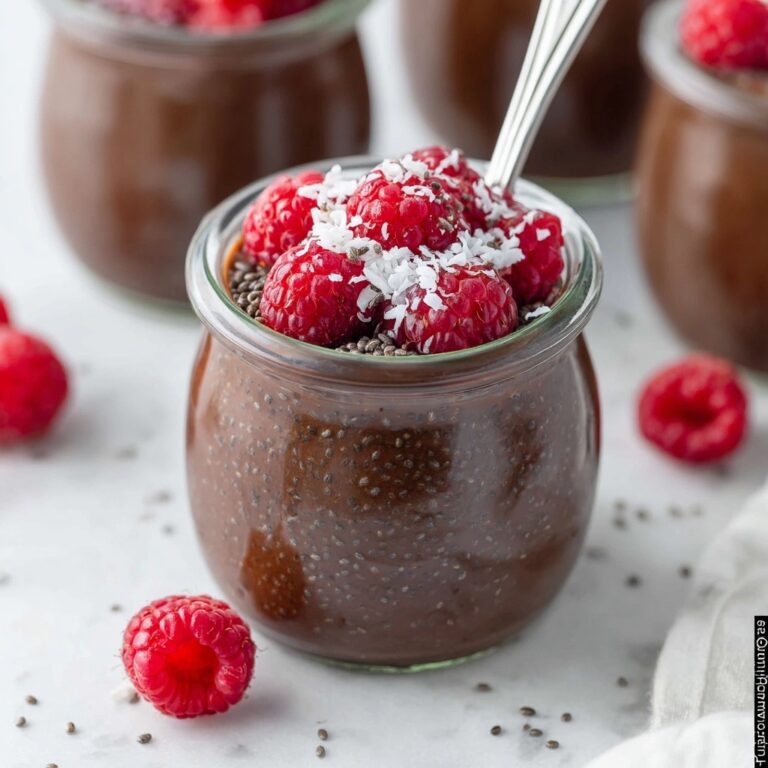 Chocolate Chia Seed Pudding with Fresh Raspberries and Shredded Coconut Recipe