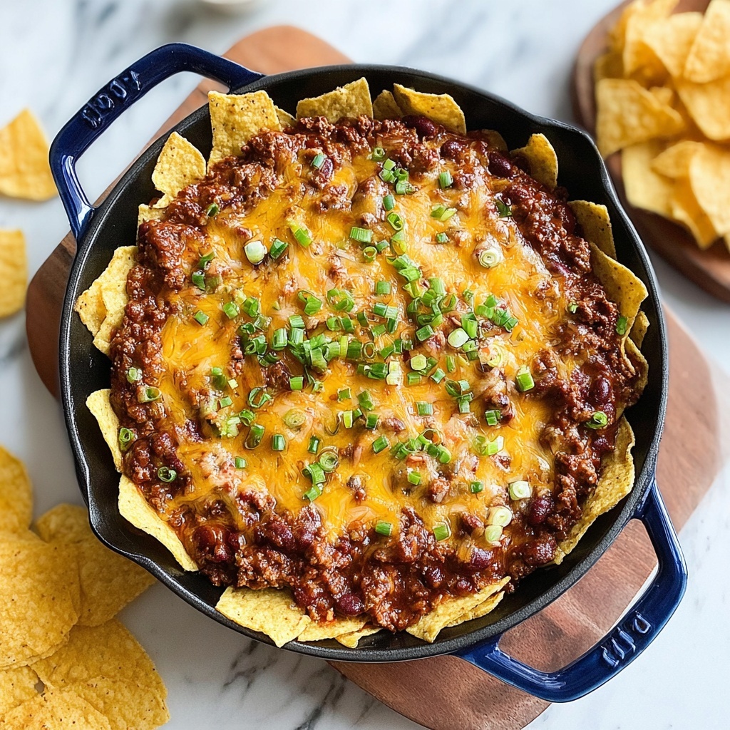 Frito Chili Cheese Dip with Ground Chicken, Turkey Bacon, and Green Onions Recipe - Recipe Image