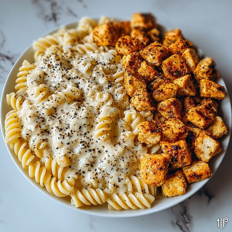 Indulgent Cheesy Alfredo Twisted Pasta with Garlic Butter Chicken Recipe