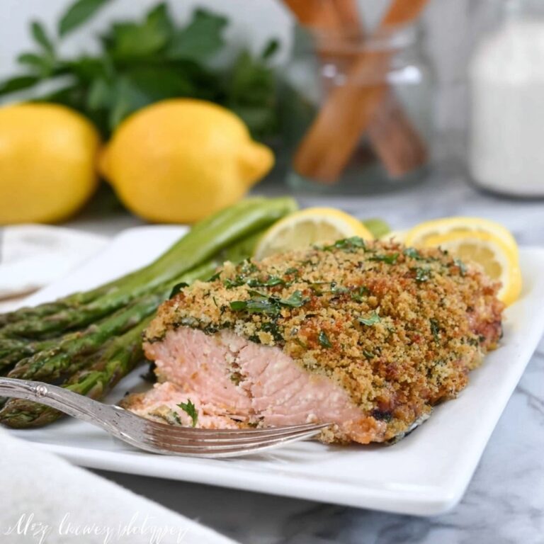 Panko Crusted Salmon with Parmesan and Herb Topping Recipe