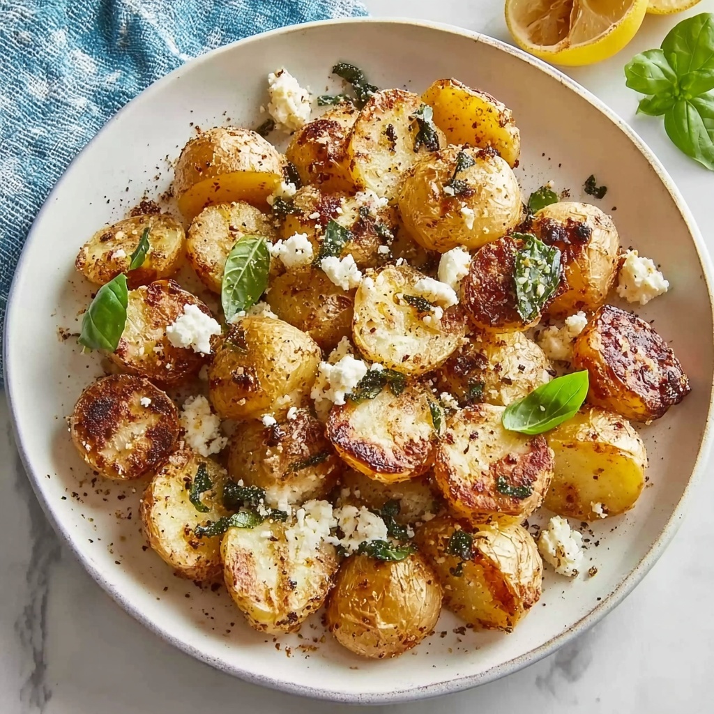 Baked Feta Potatoes with Lemon, Garlic, and Basil Recipe - Recipe Image