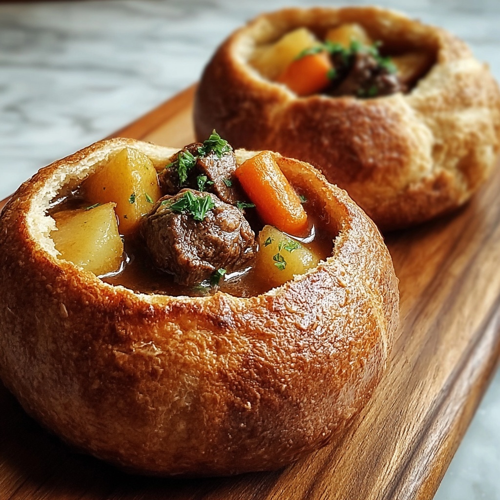 Beef Stew in Bread Bowls Recipe - Recipe Image