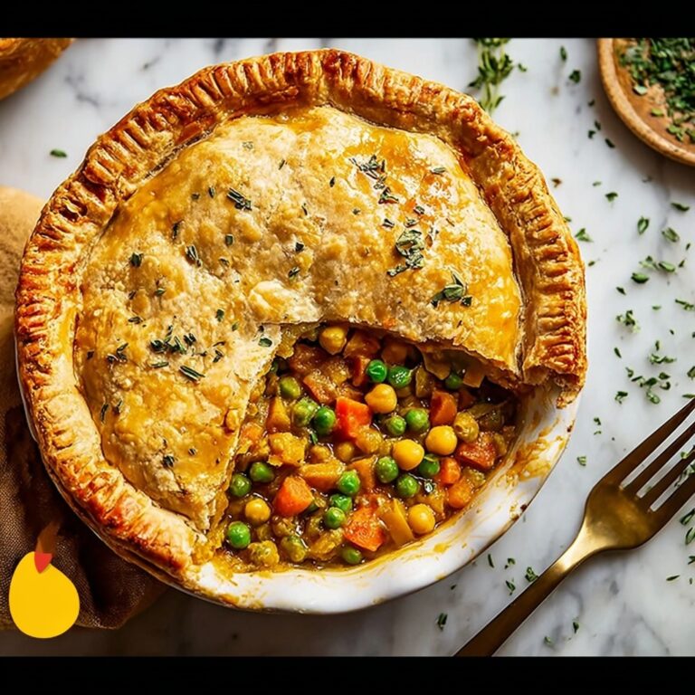 Vegan Chickpea Pot Pie with Vegetables and Puff Pastry Recipe